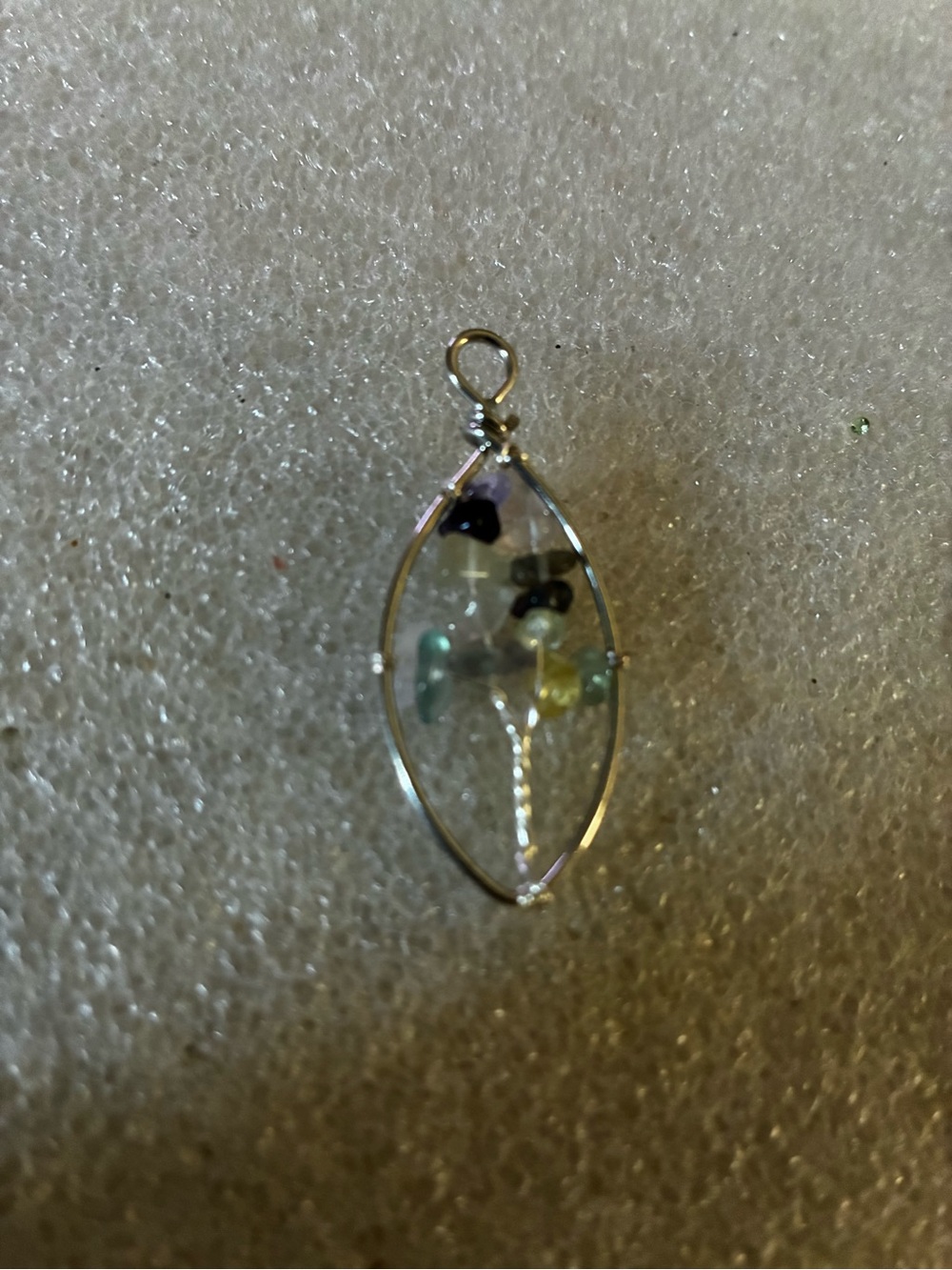Handcrafted Silver Wire Pendant with Multicolor Gem Accents